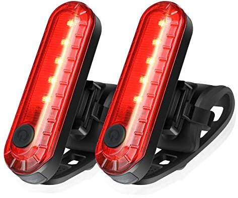 Ascher USB Rechargeable LED Bike Tail Lights 2 Pack, Bright Bicycle Cycling Rear Light, 4 Light Mode Options Safety Bike Light for Adults Men Women Road Mountain(2 USB Cables Included)