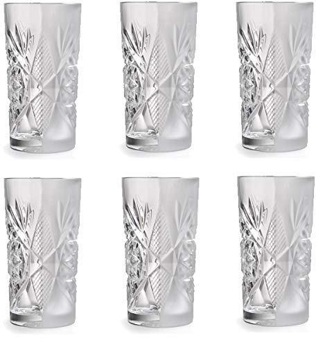 Libbey Hobstar - Longdrinkglas, Cocktailglas, Wasserglas, Saftglas - 470 ml - Glas - Matt und Transparent - 6 Stück - Bekannt aus Den Coolsten Hotels und Bars