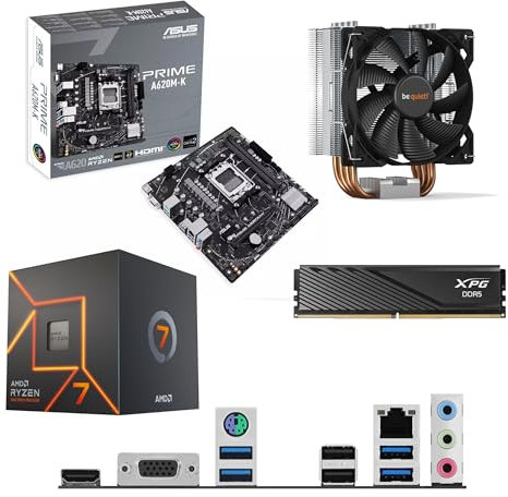Ryzen 7 9700X 3.8Ghz (Turbo 5.5Ghz) 8 Core 16 Thread CPU, PRIME A620M-K Motherboard, BeQuiet Cooler & 16GB 5600Mhz DDR5 RAM Pre-Built Bundle