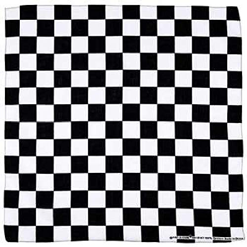 Bandanna Schwarz-weiß kariert ~ tragbare Kunst, 100 % Baumwolle – Schal, Schwarz Weiß, Einheitsgröße