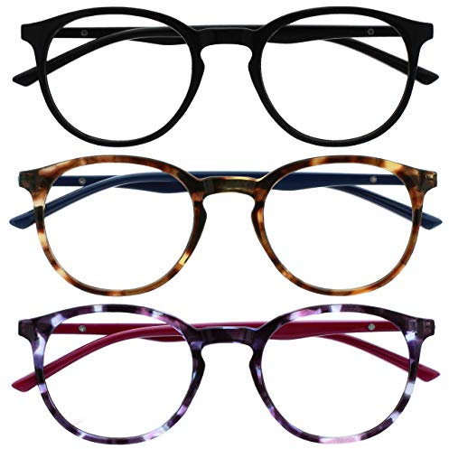 OPULIZE Met 3 Pacco Blocco Luce Blu Occhiali Da Lettura Computer Gioco Nero Marrone Porpora Uomo Donna BBB60-125 +1,00