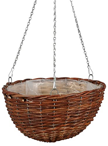 B2S BACK2SEASON Pflanzenampel Tunis mit Kette Metall Pflanzenhänger Hängekorb Weide Skyhänger Braun D=30 cm
