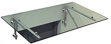 BuyLando-Shop Vordach Glasvordach Türvordach Verbundsicherheitsglas Klarglas VSG Edelstahl (170x90cm (2X L-Halterung))