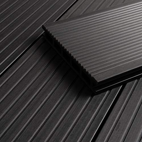 HORI® WPC-Terrassendiele Malta Anthrazit Hohlkammer | Komplettset inkl. 40x60 mm Unterkonstruktion & Clips | Pflegeleicht & rutschfest für langlebige Terrassen Fläche: 1 Muster I Muster Dielenlänge