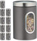 Relaxdays 10 x Vorratsdose, 1,4 L, mit Deckel und Sichtfenster, für Kaffee, Mehl, Pasta, Aufbewahrungsdose Küche, Metall, grau