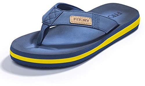 FITORY Uomo Infradito Adulto Flip Flops Scarpe da Spiaggia e Piscina Luce Antiscivolo Suola in Gomma Blu Giallo Taglia 43 EU