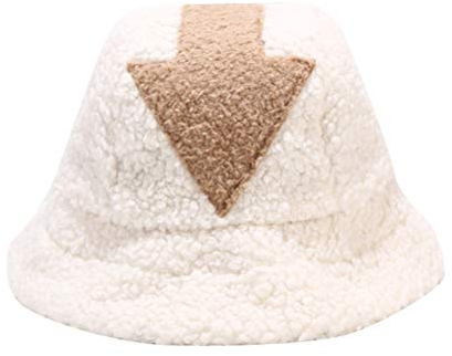 Stecto Avatar Appa Fischerhut, niedlicher Winter Lammwolle Fischerhut, Herren Damen Winter Kostüm Dress Up , Frauen Erwachsene Bucket Hat (Beige Pfeil, 56-58cm) M siehe abbildung