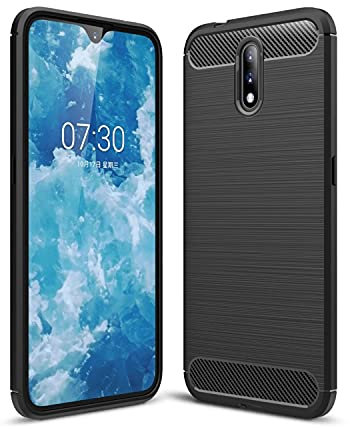 König Design Handyhülle Kompatibel mit Nokia 2.3 Cover TPU Case Silikon Schutz-Hülle Handy Bumper Carbon Optik Schwarz - Air Cushion Technology