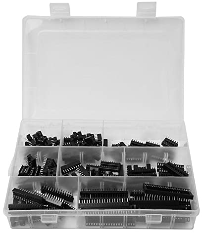 Sockets Solder 122 Pcs IC Socket Adapter Electronic Component Connector Pitch Zweireihiges Sortiments-Kit für Experimente und DIY-Projekte DIP-8 6 14 16 18 24 28 40Pins 2.54mm