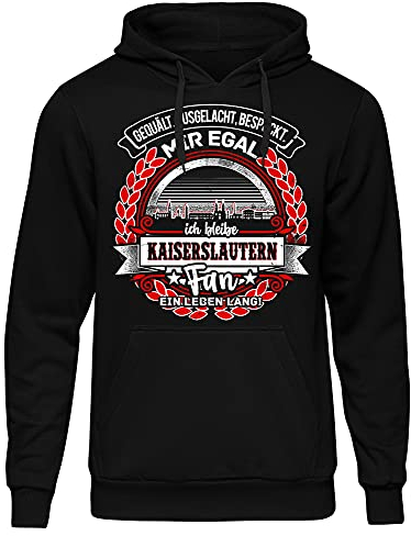 Uglyshirt87 EIN Leben lang Kaiserslautern Herren Kapuzenpullover | Stadt - Kaiserslautern Skyline - Fussball - Sport - Kaiserslautern Pullover - Ultras - Hoodie | Schwarz (L)