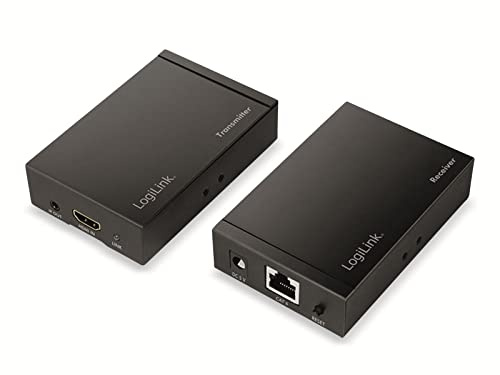 LogiLink HD0024 - HDMI-Extender-Set Ultra-HD (über LAN), 50m (4K/30Hz), um HDMI Signale über Netzwerkkabel zu verlängern, Schwarz