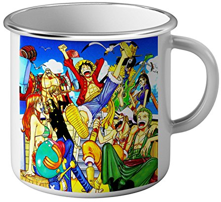 Taza esmaltada Metal One Piece Personajes Animado Fiesta en el Barco Manga