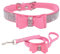 Kleines Hundehalsband und Leine, Set mit Strasssteinen, Schleife, Knoten, Kristall, Diamant, glitzernd, für Mädchen, Welpen, Katzen, Halsband, Größe XS