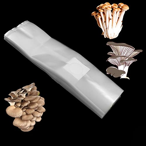 CAOMEI 25/50 Stück 25 x 50 cm Pilzzucht Beutel, Mushroom Spawn Grow Bag Langlebige Beutel, mit Filter, Reißfest und Stark, für Pilze, Pilze, Körner (50pcs)