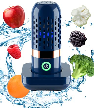 BCRTO Máquina limpiadora de Verduras y Frutas, Dispositivo de Limpieza de Frutas purificado a Prueba de Agua con tecnología de purificación de Iones OH, 250 Minutos de Tiempo de Trabajo y Carga