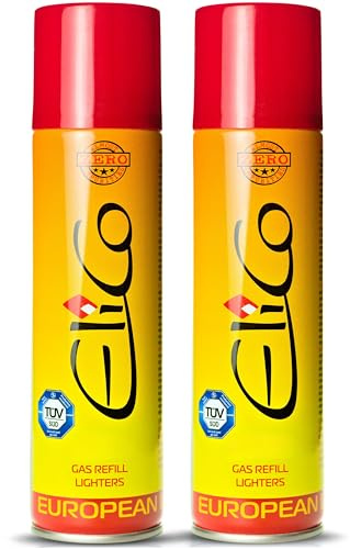 Feuerzeuggas zum Nachfüllen 2 x 250 ml – Butangas für Flambierbrenner, Sturmfeuerzeuge, Stabfeuerzeuge, Jetflammen – Feuerzeug Gas Nachfüller mit Adapter