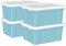 Cetomo 35L*4 Storage Boxes, Carry Plastic Storage Box with Lids, Organizing Container with Handle and Secure Latching Buckles, Stackable, Nestable, Tote Bin for Home Office Clothes, 35L-4Pack, Blue