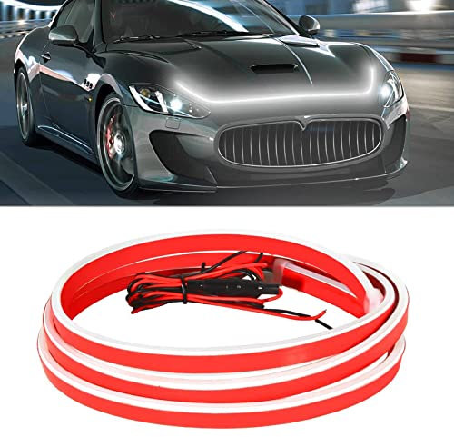 JinRui-T LED Lights Exterior Car Hood Light Strip Dynamic Car Strip Lights Exterior Flexible Car Waterproof Daytime Running Light for Cars, SUVs, Trucks (White, 71inch)