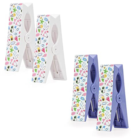 4 piezas accesorios grandes clips sol toalla de playa pinzas de la ropa tumbona playa yate cochecito barco camping cometa vela surf gimnasio cocina jardín regalo cumpleaños noche suave (azul)