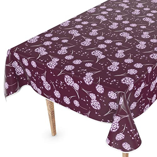 Wachstuchtischdecke Wachstischdecke Tischdecke abwaschbar Gartentischdecke Wachstuch Eckig rund oval 240 x 140cm mit Saum Pusteblume Bordeaux