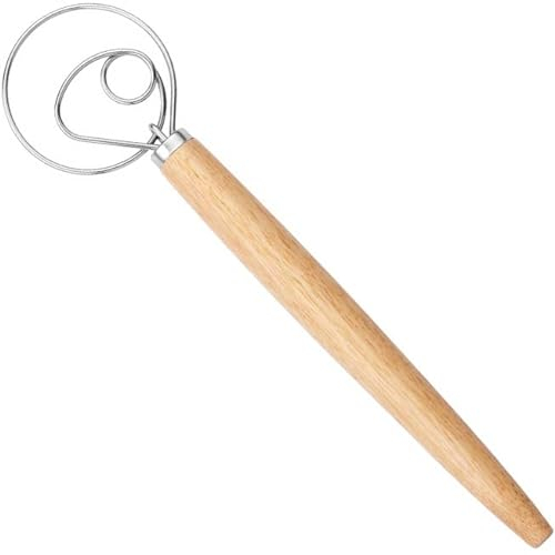 Danish Dough Mixer Dutch Bread Whisky Hook Wooden Manual Mixer Bread Baking Tool Cake Bread Pizza Pastry Biscuit Tool Stainless Steel Ring 13 inches 0.2 pounds/Piece