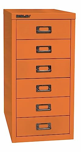 Bisley Multidrawer Schubladenschrank aus Metall mit 6 Schubladen DIN A4 ohne Sockel - Farbe: Orange