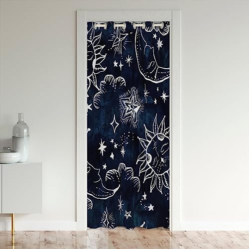 Soleil et Lune Rideaux Interieur Salon Boho Style Rideau de Porte 86x203cm pour Chambre Rideau Occultant pour Galaxie Astrologie Rideaux Interieur Salon Chambre Bohèmes