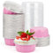 Beasea Lot de 100 ramequins jetables avec couvercles - Rose - 236,8 g - Gobelets en aluminium pour la pâtisserie - Pour crème brûlée, muffins, cupcakes, pudding - Pour fête, mariage, anniversaire