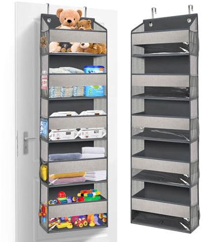 VERONLY Hängeregal Tür Organizer Extra Großer Hängeorganizer Bad, Hängeaufbewahrung mit 5 Großen Taschen und 10 Seitentaschen Organizer Bad Grau für Kinderzimmer Schlafzimmer, Büro, Badezimmer