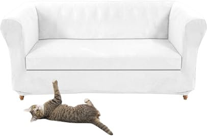 SYLC Stretch Samt Chesterfield Sofabezüge, Couch Abdeckung Mit Sitzkissenbezug Sofa Überwürfe Für Gebogene Settee Sessel Vintage Style (White,Love+1pc 2-Seat)