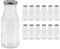 Vitrea 12 leere Glasflaschen 263ml Schraubverschluss Silber - Milchflaschen, Saftflaschen, kleine Flaschen zum Befüllen mit Deckel - für Milch, Saft, Smoothies, Öl - 12 Stück, TO43