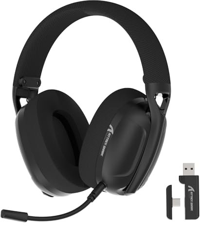 Hoopond x ATTACK SHARK L80 Lightweight 180g Gaming Headset Over-Ear,Wired/BT/2.4G Wireless,5.1 Channel Stereo Surround Sound,Pluggable Microphone,Long battery life for PC/Mac/Laptop/PS5/Phone-Black