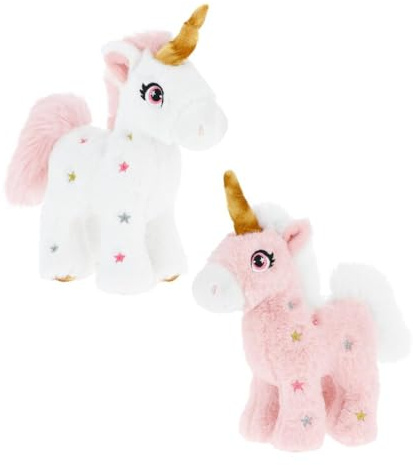 Keel Toys - Lot de 2 peluches licorne debout, taille 16 cm, rose