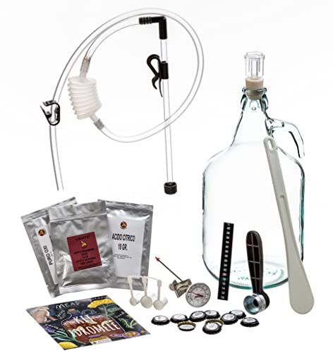 Beer & Wine - Kit Fermentazione Sidro e Idromele Fatto in Casa - Kit per Produzione di Sidro e Idromele - Kit Riutilizzabile - Idea Regalo (Kit Idromele con Dama 5l)