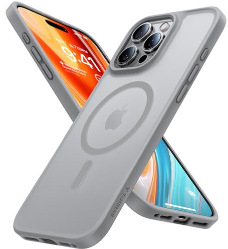 TORRAS for iPhone 16 Pro Case with MagSafe, 12FT Military Grade Shockproof, Slim Thin but Sturdy, Velvety Touch and Anti-Slip Texture, Magnetic Protective for iPhone 16 Pro Case Cover, Matte Gray