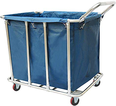 Wäschekorb aus Edelstahl, Sortierwagen mit Griff und Tasche, Wäschekorb für Zuhause, Organizer für schmutzige Kleidung, Trolley, Leinenwagen
