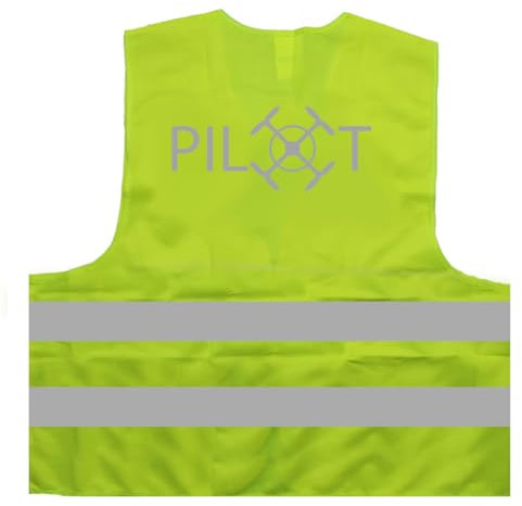 Drohnenpilot Warnweste BZW. Signalweste mit reflektierendem Aufdruck - Größe L/XL, Gelb