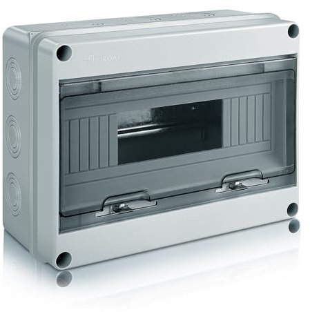 Zeawavsl Verteilerkasten Aufputz, IP65 Sicherungskasten Aufputz, 1-Reihig für 12 MODULE Kleinverteiler Aufputz mit Messingklemmen, Aufputzverteiler für Garten oder Außenbereichen, Villen (12 MODULE)