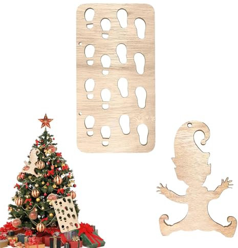 Tuofang 2pcs Wichtelschablone Fußabdrücke, Wichtel Schablone Fenster, Holz Wichtel Schablon Zubehör, Wiederverwendbar Wichtel Fußabdrücke, Anwendbar auf Weihnachten Hausdekoration