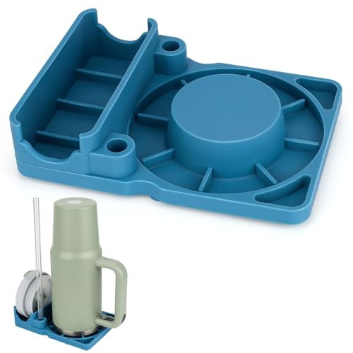 Abtropfgestell für Stanley Cup 30/40 oz, Abtropfmatte zum Platzieren von Stanley Cup, Strohhalm und Deckel, Silikon Trockengestell für 30/40 oz Tumblers, Zubehör für Stanley Cup (Blau) OHNE Tasse