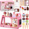 GAGAKU Wooden Ice Cream Play Set for Kids Pretend Play Food Wooden Ice Cream Set Shop Play Kitchen Accessories with Menu and Cash Role Play Toys Gifts for Toddler 3 4 5 6 7 8 Years Old Girls and Boys