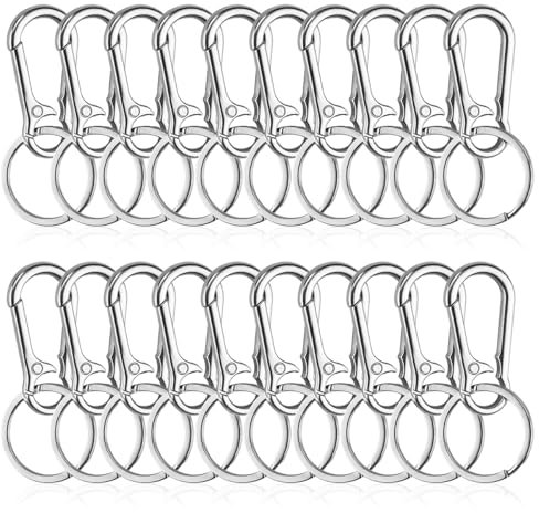 20 Pièces Porte-clés en Métal Avec Mousqueton - Alliage de Zinc Avec Boucle Détachable
