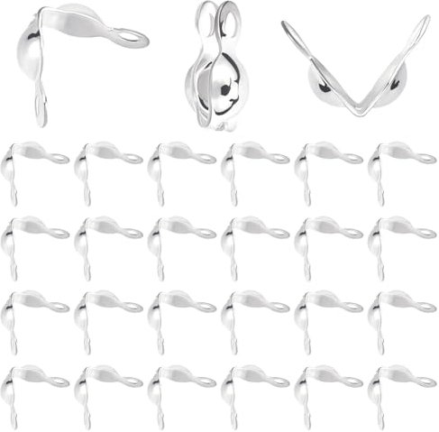Beebeecraft 1 boîte de 200 cache Noeuds pour Embouts de Perles et 925 cache Noeuds en Laiton Plaqué Argent Sterling de 8mm pour la Fabrication de Bijoux