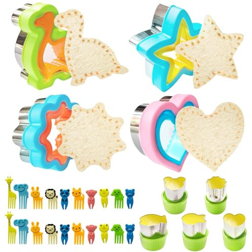 30PCS Emporte Piece Sandwich, Emporte-pièces Fruits et Légumes, Découpeurs de Sandwiches en Acier Inoxydable, Coupe-pain à Biscuits, Coupe-sandwich pour Enfants