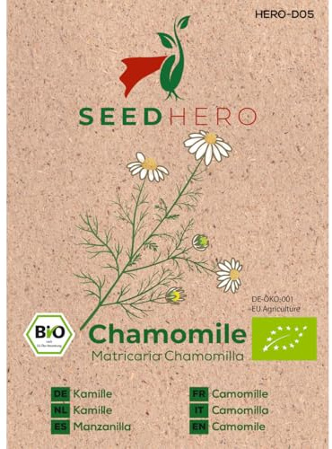 Seedhero BIO Kamille Chamomile Blumensamen – ca. 150 Pflanzen – Saatgut für Garten, Balkon & Hochbeet