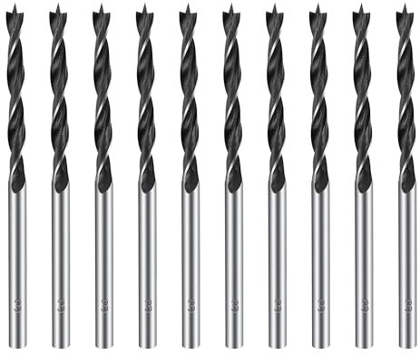 Holzbohrer 3mm 10Pcs Holzschlangenbohrer Metall & HSS Holzspiralbohrer Professional Holzbearbeitungbohrer für Hartholz, Sperrholz, Kunststoff – Bohrerset für DIY, Tischbohrmaschine