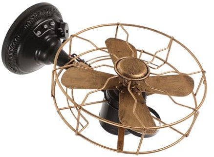 ULTECHNOVO Retro Fan Ornaments Shaped Vintage Desk Fan Shape for Antique Gold Vintage Decor Model Retro Decor Style Delicate Desk Tabletop Sculpture Iron