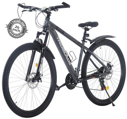 TRIOBLADE 24/26/27.5/29 Inch Mountain Bike 21 Speeds Bike 17.5 Inch Lightweight Aluminium Frame Bicycle for Adult Men Women, Lockout Suspension Fork, Dual Disc Brake