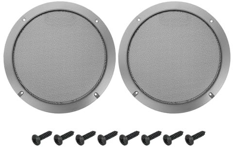 sourcing map 2 Pcs 8inch Black Speaker Grill Mesh Metal Woofer Guard Protector Dust Cover Iron Gray Decorative Circle ABS Frame with Screws for Home Audio Car Speaker Replacement