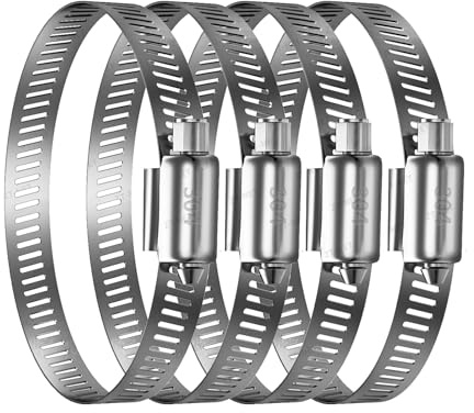ZT-NET 4 Pieces Adjustable 304 Stainless Steel Hose Clamp Duct Clamps Pipe Clamp Air Ducting Clamp Worm Drive Hose Clamps Poles Mount Adapter (30CM Hose Clamp)